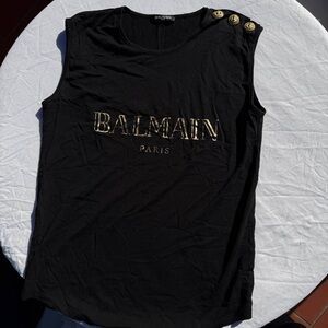 Balmain Black Top with Gold Buttons